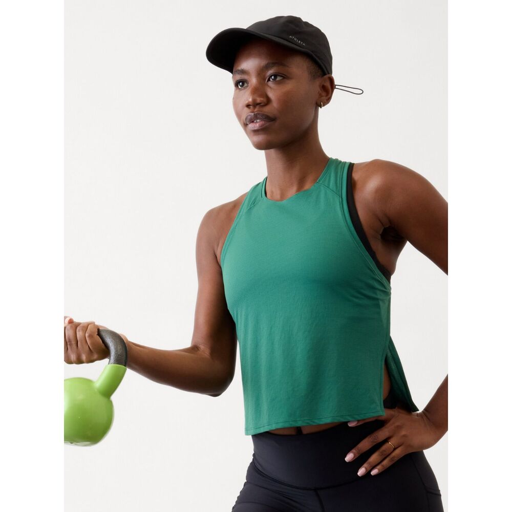 Athleta Grid Knit Tank in Trillium Green NWOT